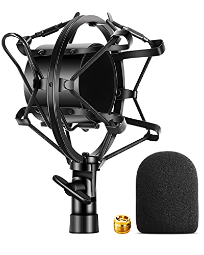 AT2020 Shock mount with Pop Filter [durable more stable] by Etour - Mount Made from metal material to Eliminate Vibrations - Compatible with Diameter 46mm-53mm Microphone at2040 line Kit