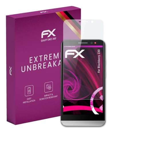 atFoliX Glasfolie kompatibel mit Blackberry Z30 Panzerfolie, 9H Hybrid-Glass FX Schutzpanzer Folie