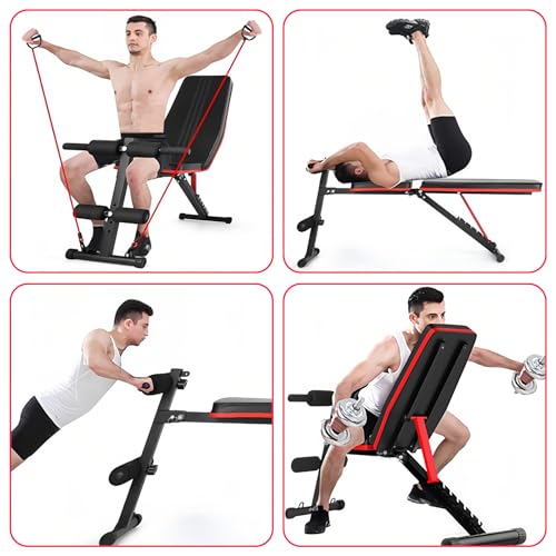 Adjustable Weight Bench with Headrest for Home Gym, Foldable Workout Bench Press, Roman Chair, Ab Sit up Bench, Full-Body Strength Training Equipment - Image 3