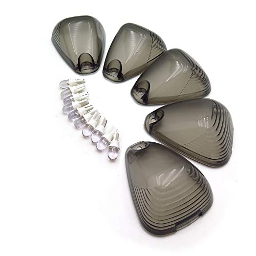 Xkmt-5 Pcs Smoke Roof Running Light Cab Marker Cover And White Led Bulb Compatible With 1999-2014 F-250/F-350/F-450/F-550 Super Duty [B01710Tl3I] #TOP7