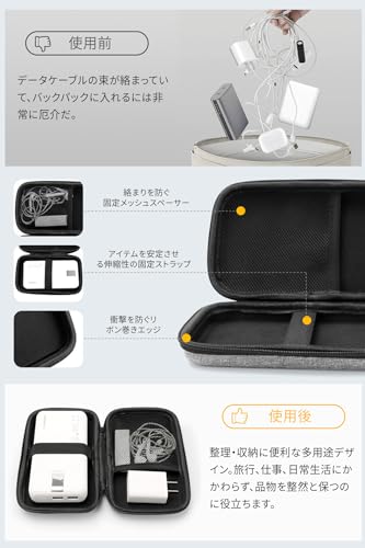 ガジェットケース モバイルバッテリー ケース ブラック/カーボンファイバー/グレー 多機能収納ボックス 携帯に便利 旅行 出張用 防塵防水設計 充電器 イヤホン収納に最適 (カーボンファイバー)