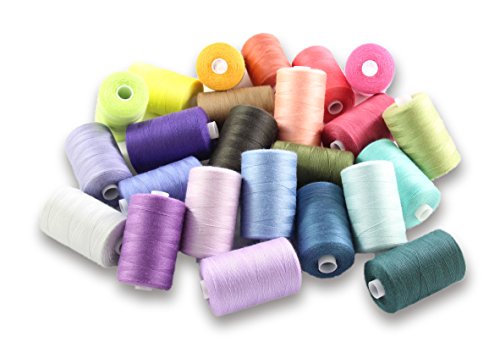 SEWING AID All Purpose Polyester Thread for Hand Stitching and Sewing Machine, Set of 24 Spools in Assorted Colors, 1000 Yards Each