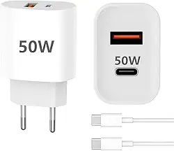 Carregador de Parede Turbo 50W Bivolt – 2 USB + 1 USB-C, Carregamento Rápido para Celular, Tablet e Outros Dispositivos