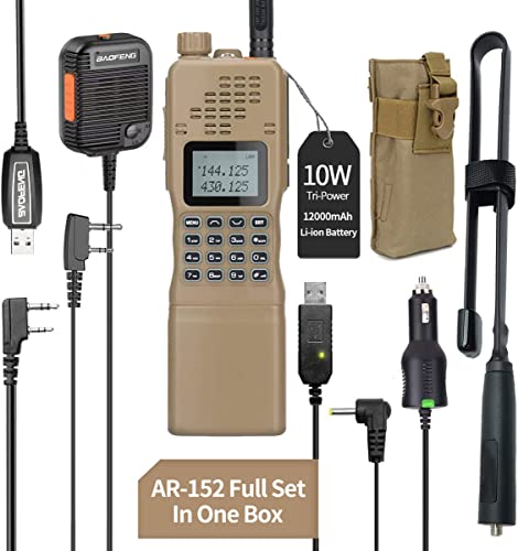 Baofeng AR-152 10W Ham Radio Military Grade Two Way Radio for Adults,Long Range Rechargeable Tactical Radio with Speaker Mic and Tactical Antenna Full baofeng Accessories Walkie Talkies