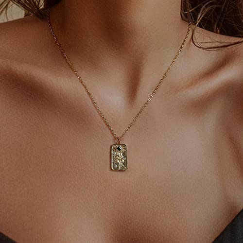 Youvelst Poppy Birth Month Flower Necklace 14K Gold Plated Birth Floral Pendant Dainty Disc Coin Birthday Jewelry Gift For Her Stamped Flower Cute Birthstone Necklace Personalized Pendant For Women #TOP7