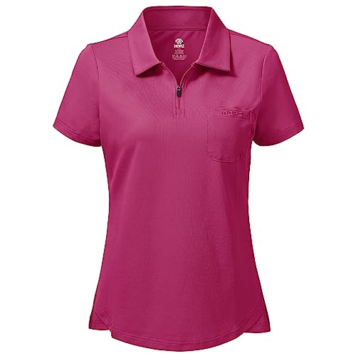 [YIRUIYA] ポロシャツ レディース ポロシャツ 半袖 ハーフジップ 襟付きシャツ トレーニングウェア シャツ ゴルフ テニスシャツ 乗馬 介護 ユニフォーム オフィス 仕事 吸汗速乾 通気 日焼け止め おしゃれのサムネイル