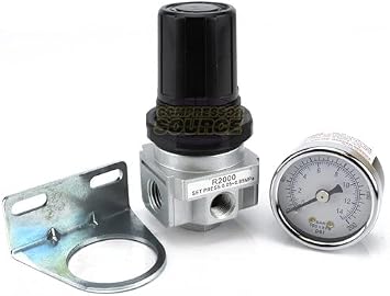 THB 1/4" Mini Air Pressure Regulator for Compressed air Compressor w/Gauge