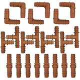Bewässerungsarmatur-Set für 16-mm-Rohre mit Widerhakenkupplungen, Tees und Ellbogen, unterstützt gleichmäßige Wasserlieferung Pflanzenbeete (A)