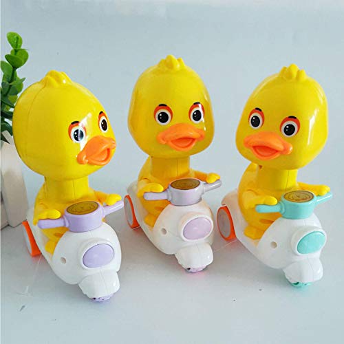 Stickit Graphix Children\'s Cartoon Mini Toy Small Yellow Duck Toy Press-Type Motorcycle Toy, Pull Back Toy Push and Go Friction Powered Little Yellow Duck Toys (Light Blue) - Thumbnail 6