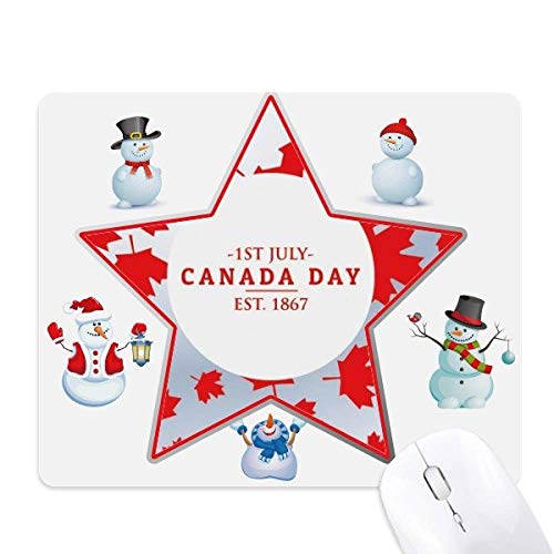 Tapis de souris Fête du Canada 1867 avec bonhomme de neige et étoile chic