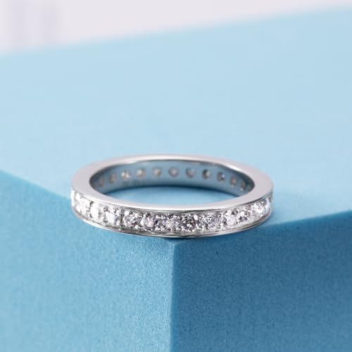 Moissanite Eternity Wedding Band Ring D Color VVS1 18k Gold Plated 925 Sterling Silver Moissanite Ring Gift for Mom/Wife2