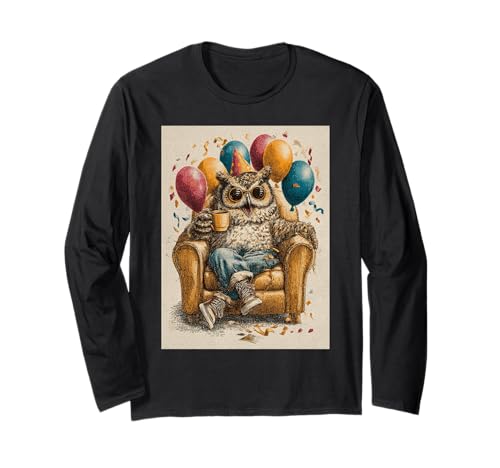 Funny Owl Retro Birthday Themed Sitting on Sofa ����T�V���c