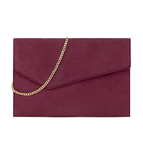 Anna Smith Bolsos de noche para boda y fiesta Bolso de hombro para mujer Bolso de embrague plegable con cadena resistente Ligero Elegante Reunión familiar Elegancia Vino rectangular Rojo elegante