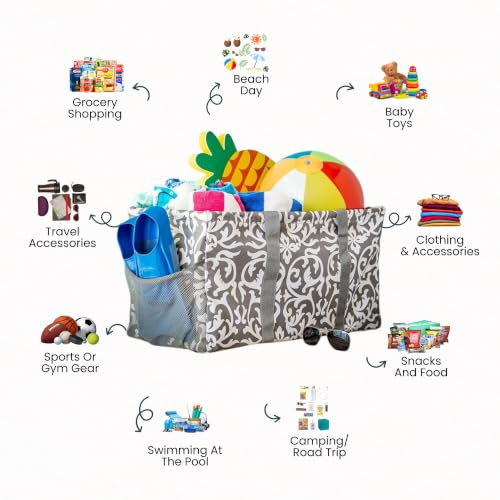 Image of Extra Large Utility Tote Bag - Oversized Collapsible Pool Beach Canvas Basket