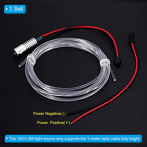 Image of PATIKIL 3mm 3.0m PMMA Side Glow Fiber Optic Cable Kit, with LED Aluminum Illuminator 12V 1.5W Guide Light Source Decoration for Home DIY Lighting, Green