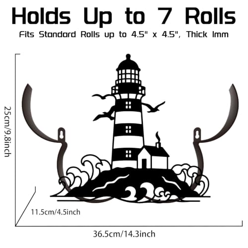 Lighthouse Toilet Paper Holder Wall Mount/Stand for Extra 8 Rolls by WHIMSTITCH - Used condition - Image 2