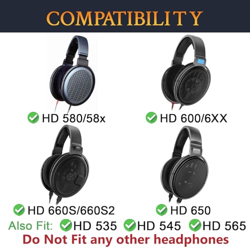 SOULWIT Cooling-Gel Earpads Cushions Replacement for Sennheiser HD650, HD660 S, HD660S2, HD600, HD6XX, HD58X, HD580, HD565, HD545, HD535 Headphones, Ear Pads with Ice Silk Fabric - Dark Coffee