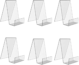LOVECENTRAL 6 Packs Clear Acrylic Book Stand,Transparent Book Display Stand, Book Stands for Display, Acrylic Bookshelf for Displaying Picture Albums, Books, Music Sheets, Notebooks, Artworks