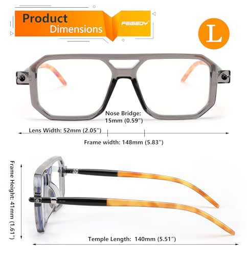 Image of FEISEDY Vintage Square Blue Light Blocking Reading Glasses Women Men B0090 | 70s Flat Aviator Glasses,Aviator readers