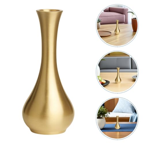 Mini jarrón de latón Angoily de 2 piezas con diseño dorado compacto para mesa 8