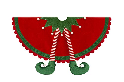 Tangjing Elf Christmas Tree Skirt With Delightful Legs.ripple Trim Border, Large 48 Inches Round Indoor Outdoor Mat Xmas Party Holiday Decoration. #TOP2