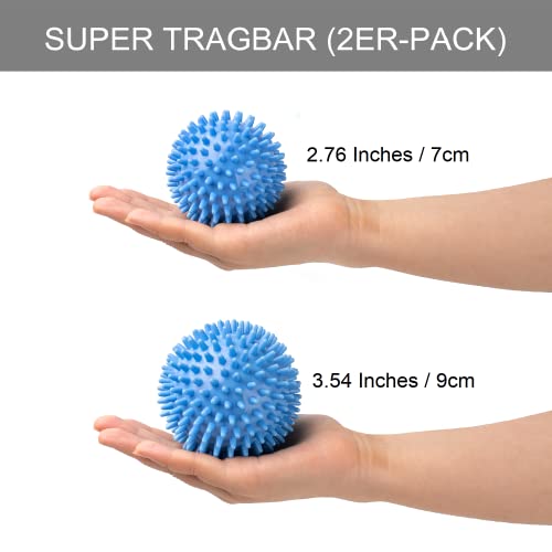 Igelball Massageball Hart. Massage Ball mit Noppen Stachelball für Fuss Hand Rücken Muskelmassage. Für Plantarfasziitis Muskelregeneration Myofasziale Entspannung Schmerzlinderung. (Blau/2er Set)