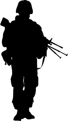 Cartat2s - Calcomanía de vinilo de silueta de soldado que camina sobre patrulla, 6 x 3.5 pulgadas, color de púa de la caja de herramientas de la
