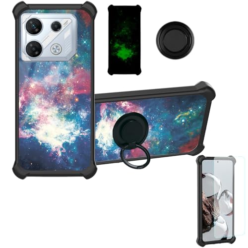 jioeuinly Case Compatible for Infinix Gt 20 Pro Phone Case Cover [with Tempered Glass Screen Protector][Hard PC + Soft Silicone][Ring Support] [Luminous Effect] YGH-YH