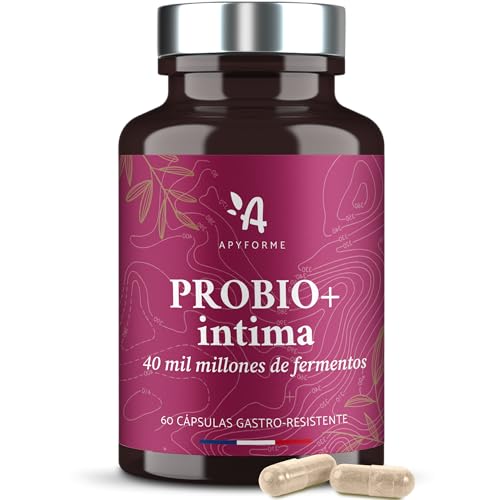 Apyforme - Probioticos Mujer Flora Intima - Hasta 40 Mil Millones UFC/Día - 4 Cepas Lactobacillus Reuteri, Rhamnosus Crispatus y Acidophilus - 60 Cápsulas Gastroresistentes - Probio+ Intima