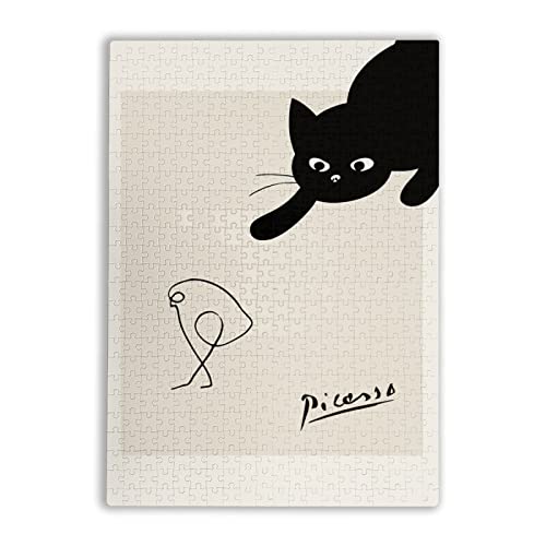 Hzong 1000ピース ジグソーパズル ピカソ 猫 ネコとひよこ 木製 50×75cm パズル装飾画 部屋飾り インテリア 親子ゲーム 収納ケース付き おしゃれ コレクション 子供 人気 知育玩具 おもちゃ プレゼント