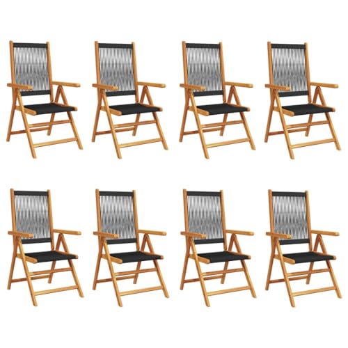 Frdhee Silla de balcón para balcón, silla de jardín ajustable, 8 unidades, madera maciza de acacia, para exterior o interior, resistente y fácil de limpiar