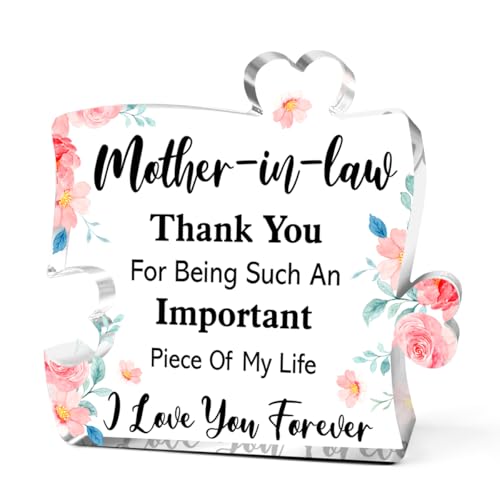 Product Image of the Mother in Law Plaque Gifts, Gifts for Mother in Law Christmas Birthday, Thank You for Being Such an Important Piece of My Life Acrylic Puzzle Plaque