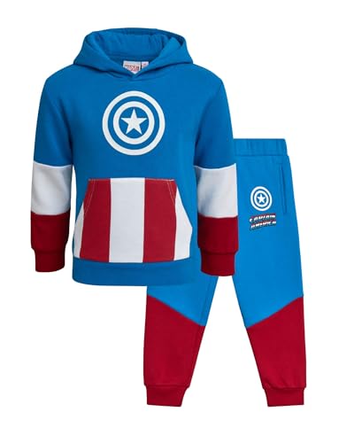 Marvel Boys Sweat Suit Set - 2 Piece Captain America Spiderman Fleece Pullover Graphic Hoodie and Sweatpants for Boys (3T-7)