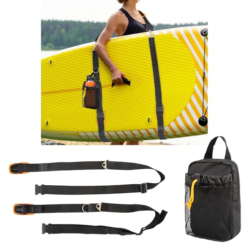 Paddle Board Carry Strap,Adjustable Hands-Free Sup Carrying Strap Boards,With Detachable Storage Bag,Paddle Board Accessories for Women and Men,Longboards,Surfboards,Canoe And Kayaks Accessories