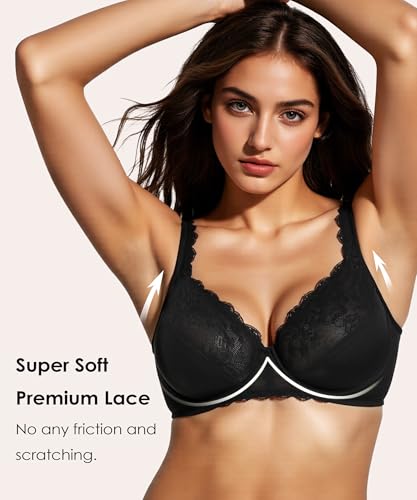Image of Women's Soft Lace Bras for Women Full Coverage Minimizer Bras for Women Underwire Unlined Support Sexy Bra