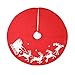 Aruie 100CM Jupe Cache-Pied Sapin Arbre de Noël en Étoffe en Feutrine Rouge Blanc 3 Rennes Père Noël Traîneau Décoration Noël
