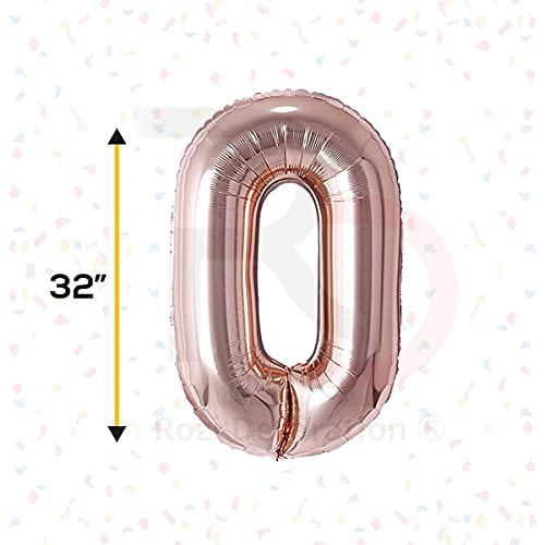 Image of Rozi Decoration 32? Inch Rose Gold 0 Number Foil Balloons Helium Supported Pack of 1 Pcs | 0 Number Balloon for Birthday | 32 Inch Number Balloon Decoration