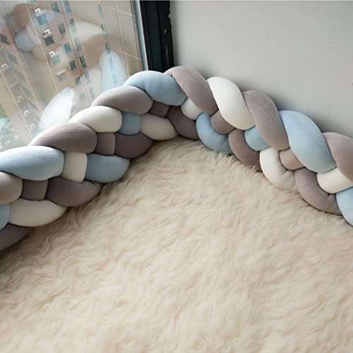 LOVEXIN Tour de Lit Tresse,Coussin Latéral Noué Serpent de Lit Tressé À La Main,Anti Collision Lit Pare- Chocs, 4 Brins Tresses Torsadées Berceau DéCoration IntéRieure,L,3.5M Cover