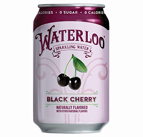 Image of Waterloo Sparkling Water, Black Cherry Naturally Flavored, 12 Fl Oz (Pack of 24) | Zero Calories | Zero Sugar or Artificial Sweeteners | Zero Sodium