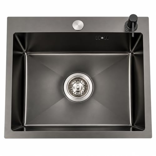 OUBUBY Évier Cuisine 1 Bac 40×45cm, Évier Noir Evier de
