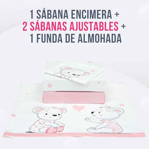 Miniatura 2 de Goysila Sabanas Next2me Chicco 4piezas 100 Algodon Certificado Oeko-Tex Colchón 50x83cm 2 Sabana Bajera 1 Sabana Encimera 1 Funda De Almohada Compatible Cuna Next To Me Lullago Kinderkraft Osos