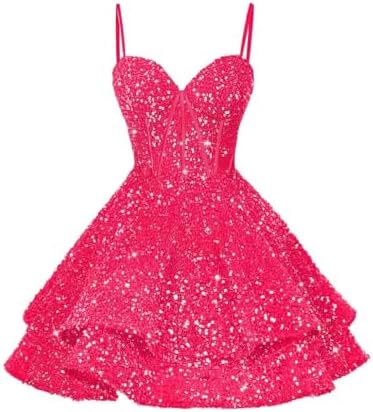 FreeBeauty Sparkly Sequin Homecoming Dresses for Teens Spaghetti ...
