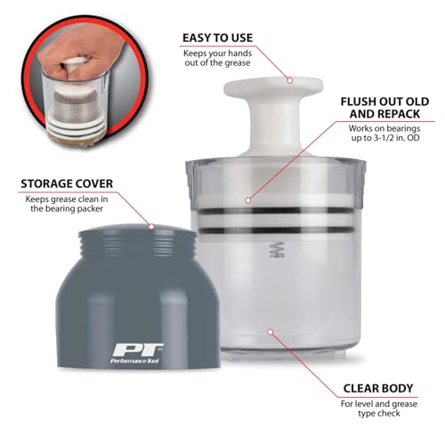 Image of Performance Tool W54175 Portable Bearing Packer for up to 3.5-Inch OD Bearings - Mess-Free, Simple and Impact Resistant with Dust Cover Storage