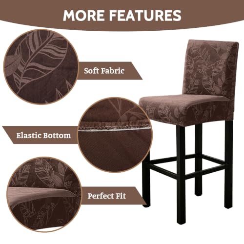 Image of FUANGUI Bar Stool Covers Set of 2, Stretch Bar Stool Seat Covers | Washable Removable Bar Chair Covers with Backs Slipcovers, Bar Chair Covers Square for Kitchen Dining Room Cafe