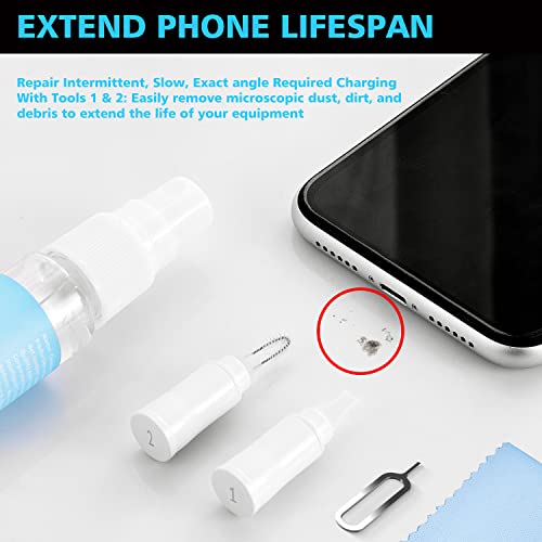 Cleaning Kit For Iphone, Multi-Tool Airpod Cleaner Kit, Cell Phone Cleaning Repair & Recovery Iphone And Ipad (Type C) Charging Port, Lightning Cables, And Connectors, Easy To Store And Carry（White #TOP2