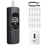 Proster Etilometro Portatile Certificato con Display LCD Digitale Test Rapido e Alta Precisione Ricaricabile USB-C con Bocchini Intercambiabili per Uso Domestico e Professionale Etilometro per Auto