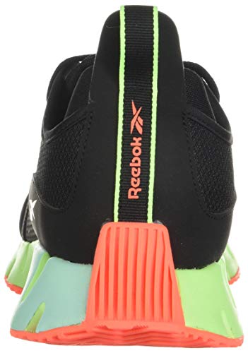 Reebok Tênis de corrida masculino Reecycle Zig Dynamica, Preto/Neon Mint/Laranja Flare, 10.5
