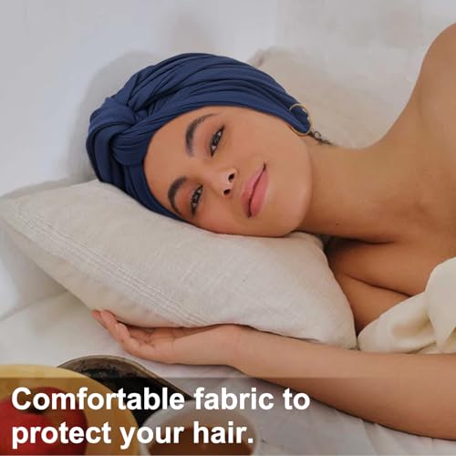 Image of DRESHOW African Turban for Women Knotted Hairwraps Headwraps Ribbed Turban Stretch Jersey Head Scarf Chemo Cancer Cap