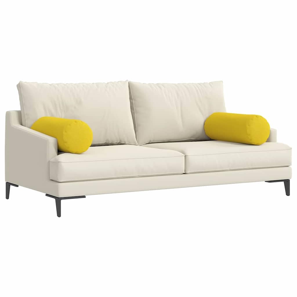 2er Set Nackenrollen Hellgelb Ø 25 x 70 cm Dekokissen aus Stoff mit Polyesterfüllung, Moderne Stützkissen für Sofa und Bett, Waschbare Zierkissen mit Reißverschluss für Wohnzimmer