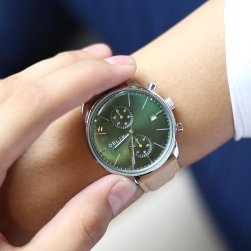 Image of Oblik Vertu Men Quartz Green Dial Chronograph Leather Watch